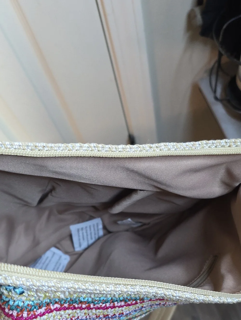 The Sak Multicolor Striped Woven Hobo with Cream Strap